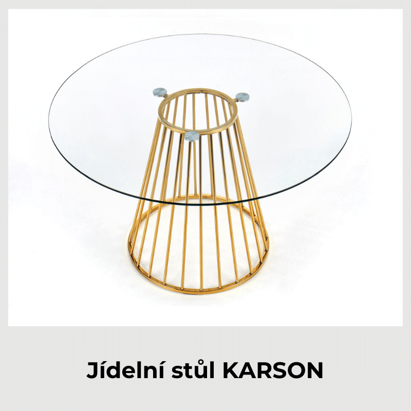 Stôl Karson vyrobený z chrómovej ocele v zlatej farbe